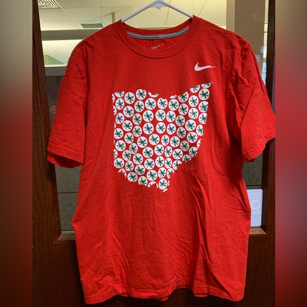 Nike Ohio State Buckeyes Map Red Regular Fit T-Shirt Large